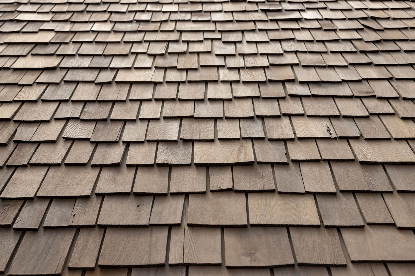 a close up of cedar roofing