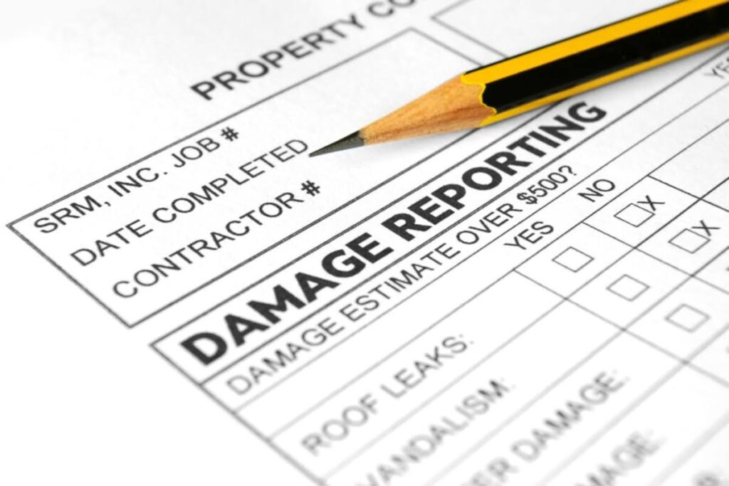 an insurance form related to damage reporting